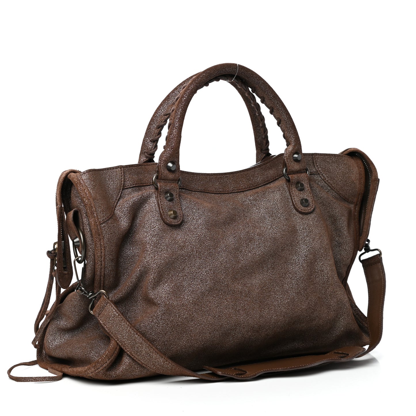 Metallic Craquele Calfskin Classic Hardware City Bronze