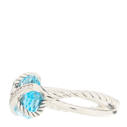 David Yurman Sterling Silver Diamond Blue Topaz 10mm Cable Wrap Ring 54 7 3 of 5