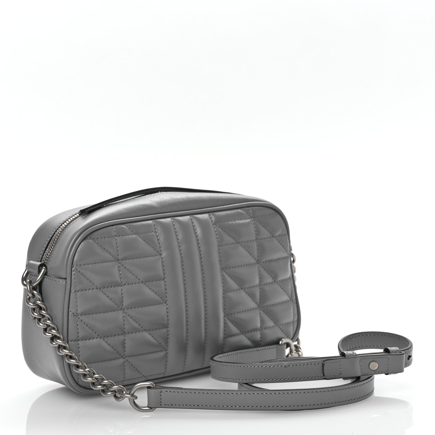 Calfskin Matelasse Aria Small GG Marmont Chain Shoulder Bag Deep Grey