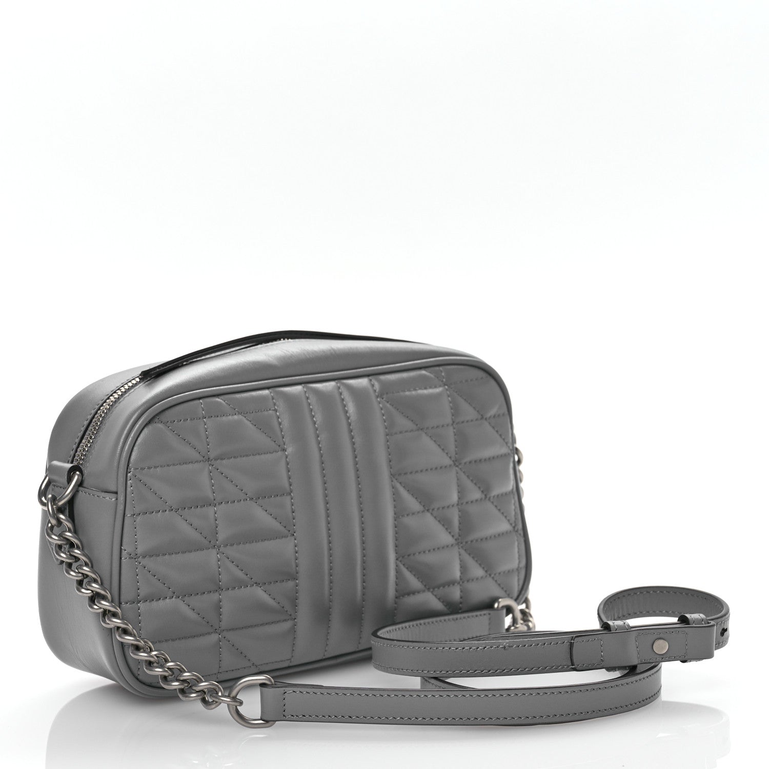 Gucci Calfskin Matelasse Aria Small GG Marmont Chain Shoulder Bag Deep Grey 3 of 10