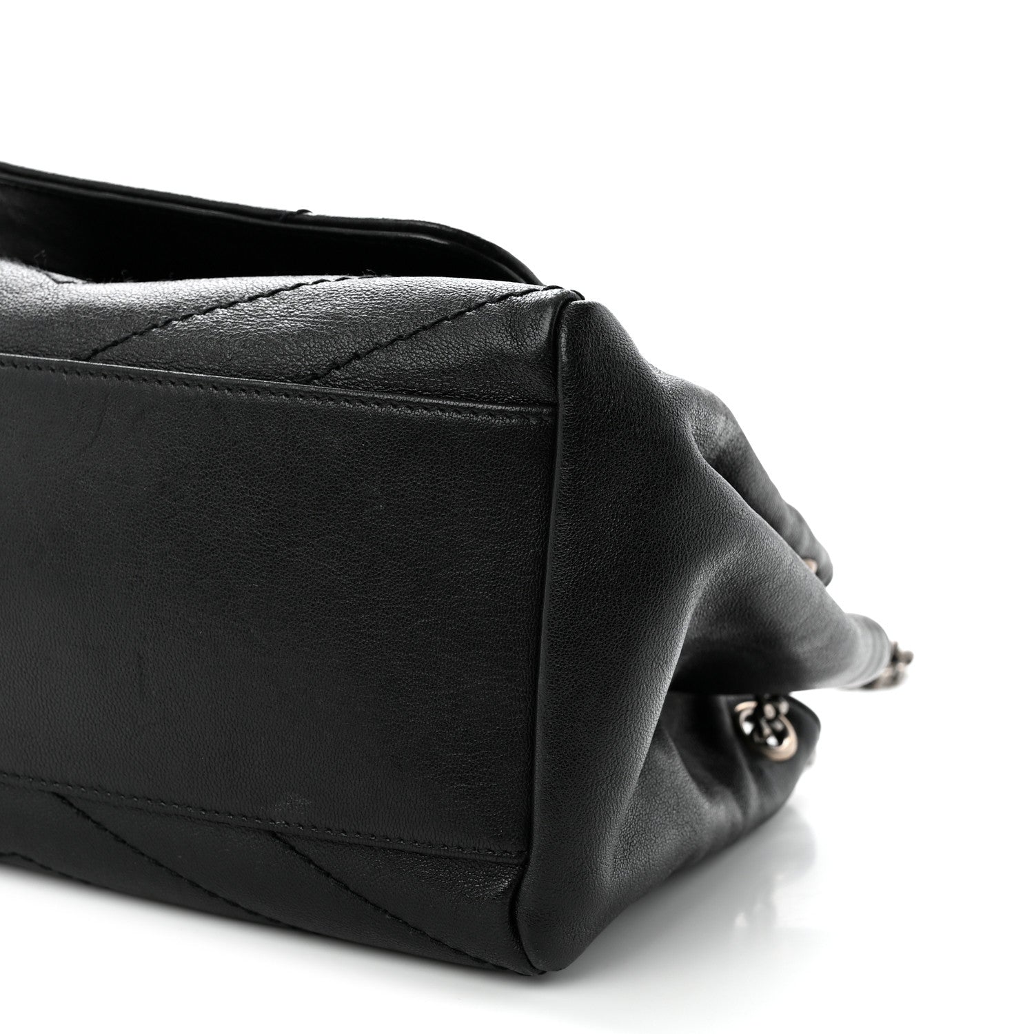 Saint Laurent Pebbled Lambskin Chevron Monogram Small Nolita Black 10 of 10