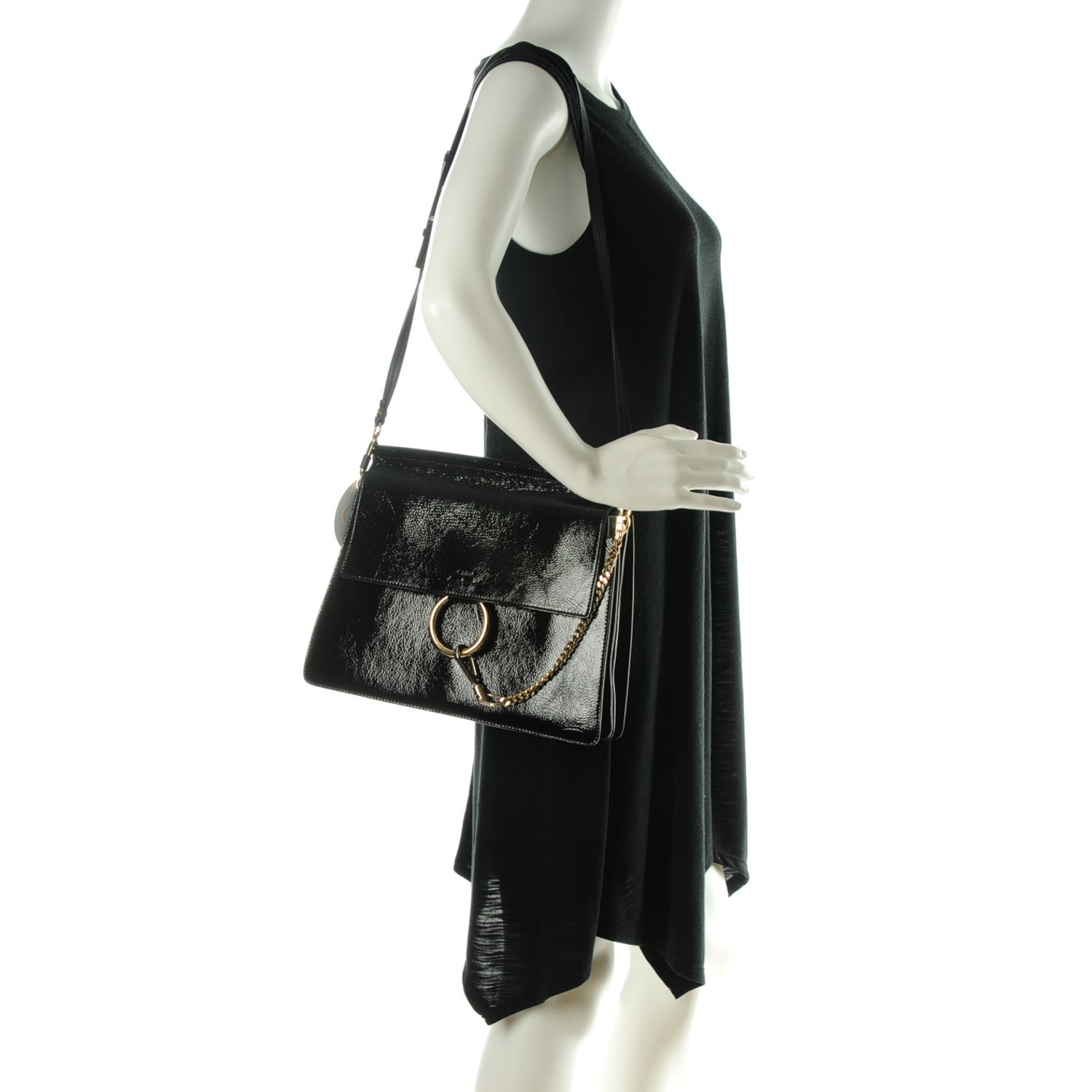 Chloe Patent Medium Faye Shoulder Bag Black 2 of 8