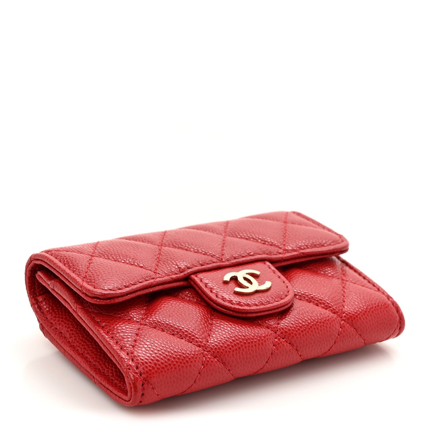 Chanel Caviar Quilted Flap Card Holder Wallet Red 4 of 8