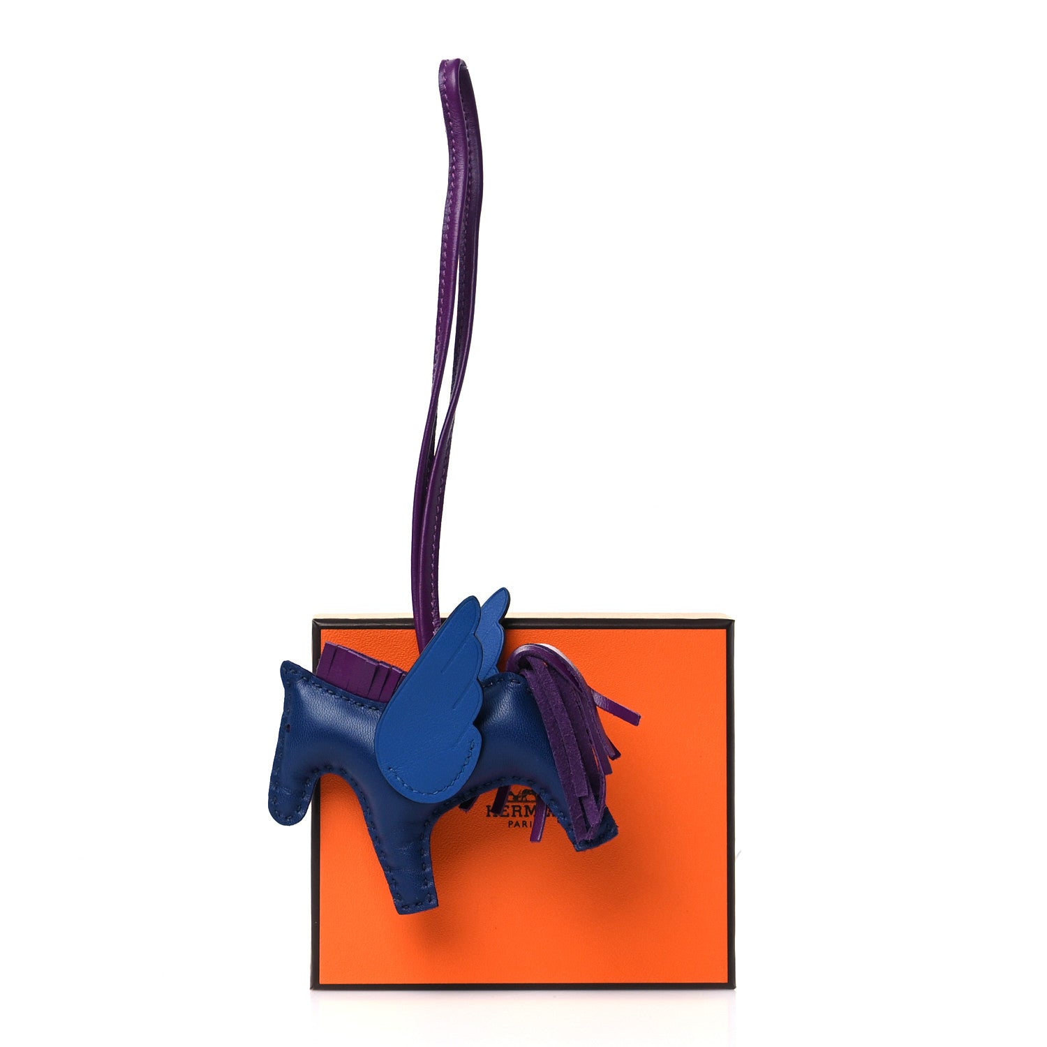 Hermes Milo Lambskin Grigri Rodeo Pegase Horse Bag Charm PM Bleu Saphir Violet Bleu France 6 of 6