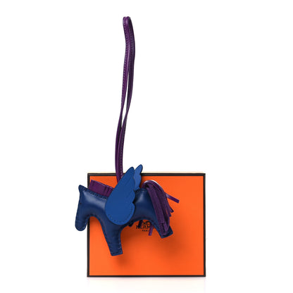 Hermes Milo Lambskin Grigri Rodeo Pegase Horse Bag Charm PM Bleu Saphir Violet Bleu France 6 of 6