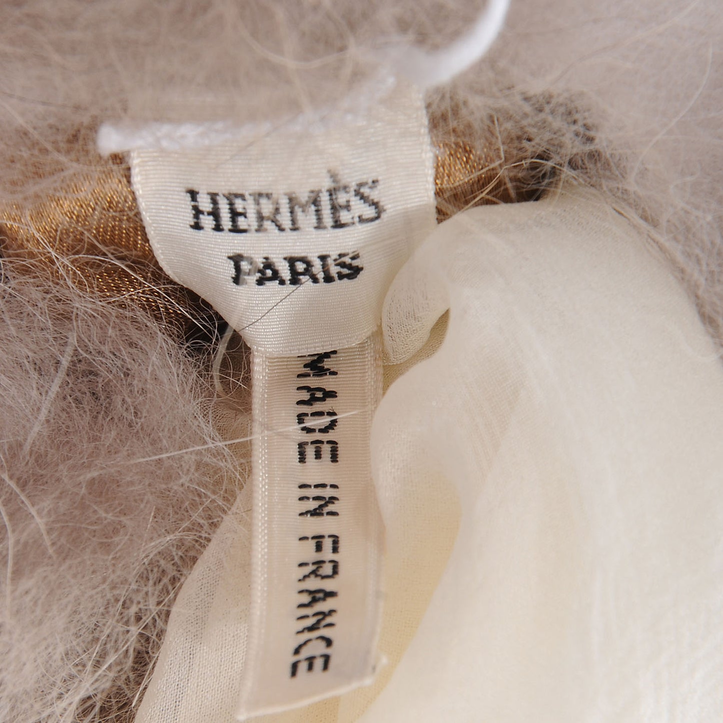 Coyote and Silk Chiffon Muff Collar Ivory