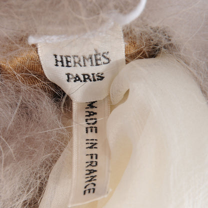 Hermes Coyote and Silk Chiffon Muff Collar Ivory 6 of 6
