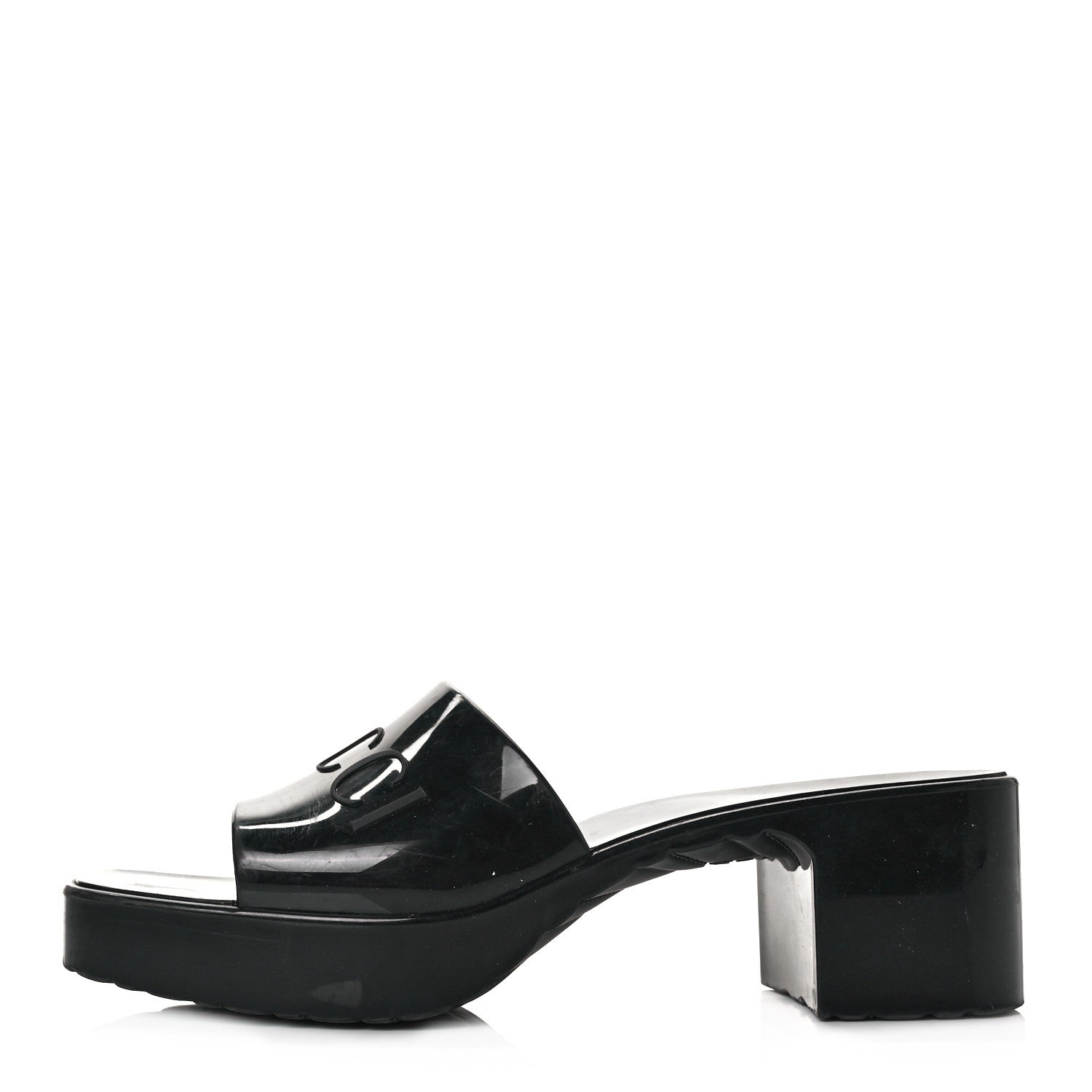 Gucci Rubber Gucci Logo Womens Platform 20/60mm Slide Sandals 36 Black 1 of 24