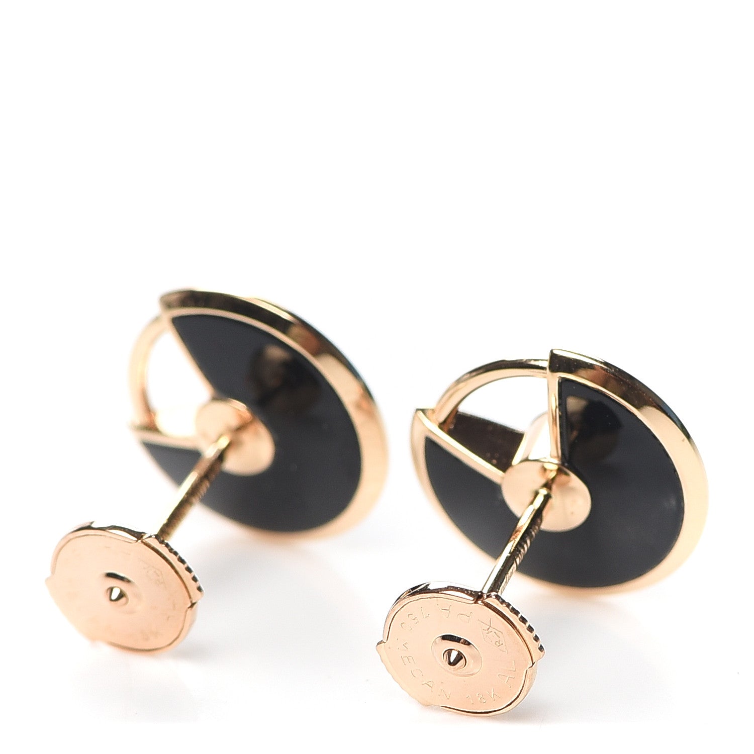Cartier 18K Pink Gold Diamond Black Onyx Amulette de Cartier Earrings 3 of 4