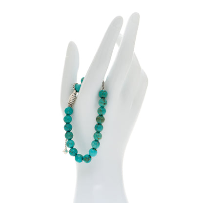David Yurman Sterling Silver Turquoise 8mm Spiritual Beads Adjustable Bracelet 2 of 4