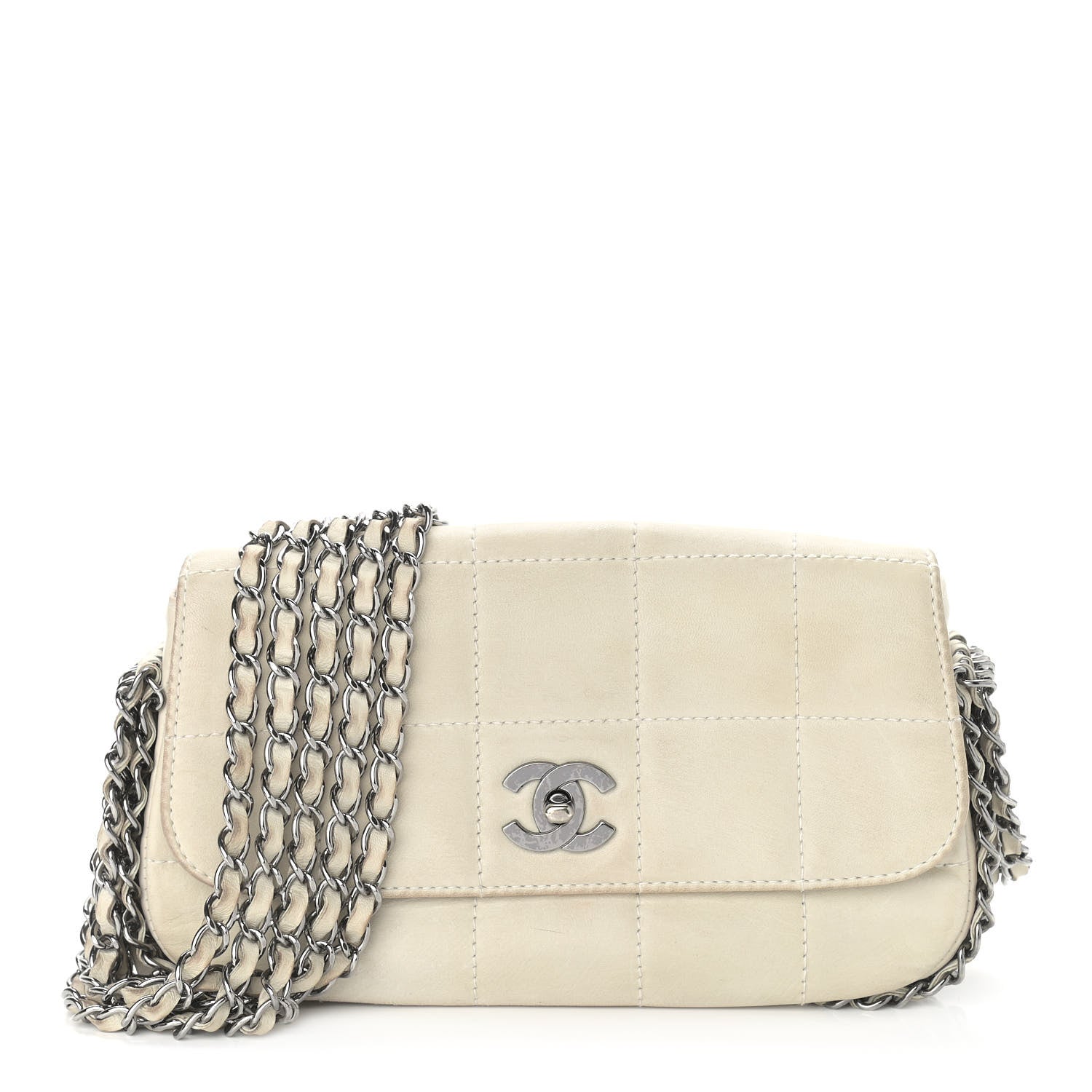 Chanel Lambskin Chocolate Bar 5 Chain Flap White 1 of 11