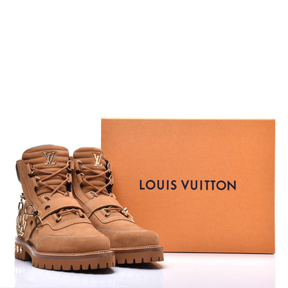 Louis Vuitton Suede Calfskin Monogram Mens Creeper Ankle Boots 9.5 Beige 11 of 11