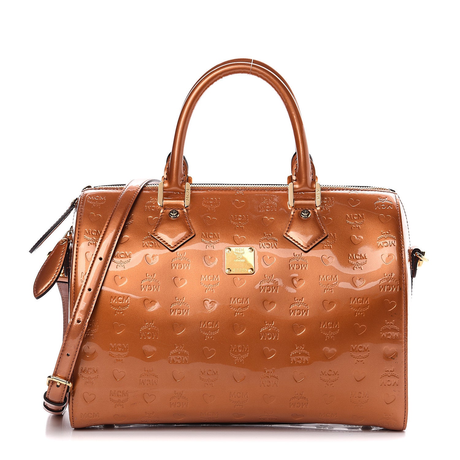 MCM Patent Monogram Boston Bag Bronze 1 of 11