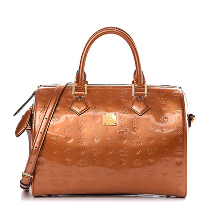 MCM Patent Monogram Boston Bag Bronze 1 of 11