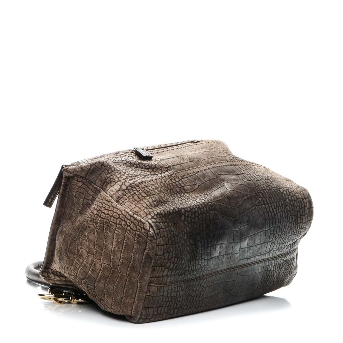 Calfskin Crocodile Embossed Medium Pandora Brown