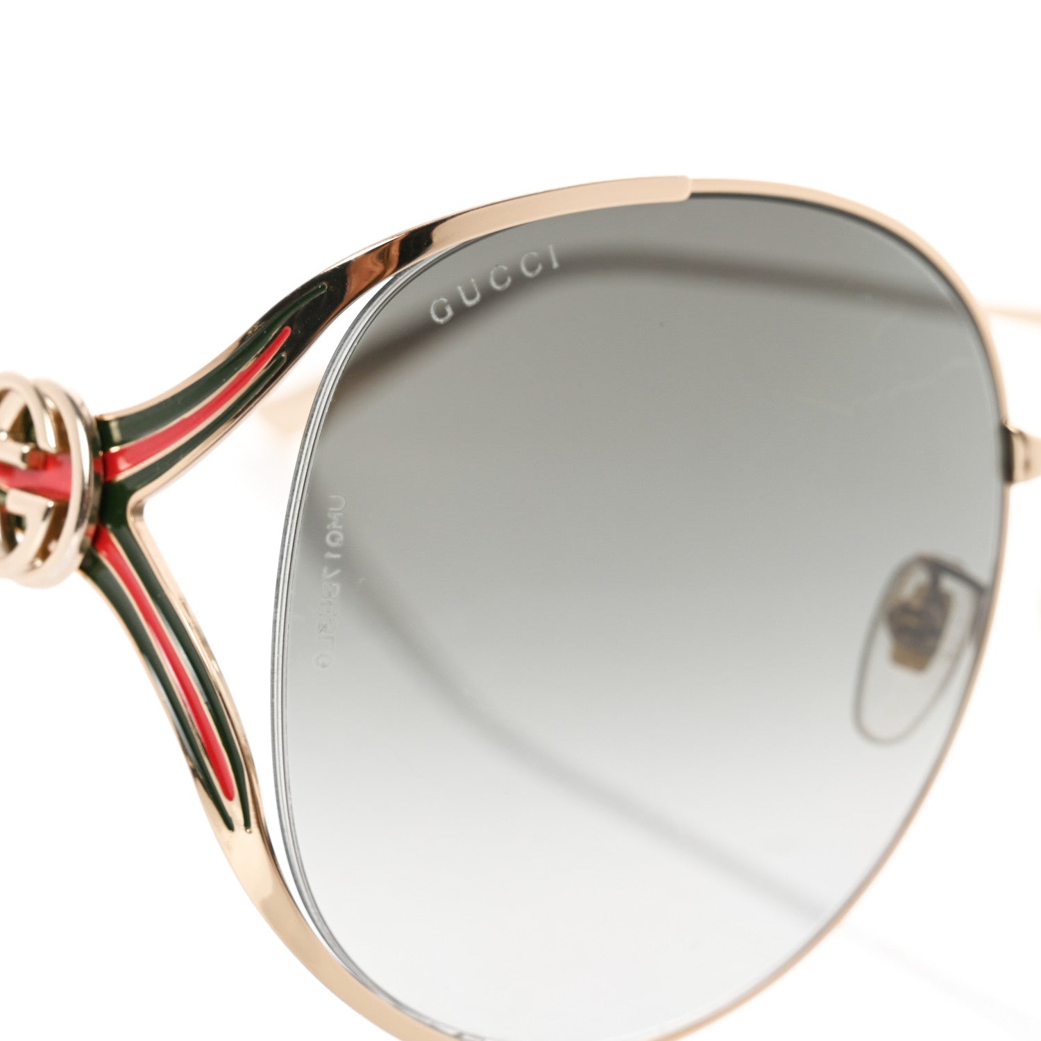Gucci Metal Oversized Round Frame GG0225S Sunglasses Gold 7 of 8