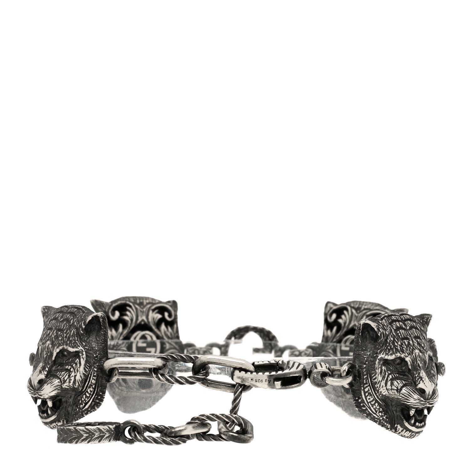 Gucci Sterling Silver Feline Tiger Head Bracelet 2 of 3