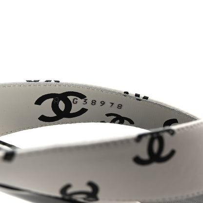 Chanel Lambskin Printed CC Thong Sandals 35 White Black 9 of 10