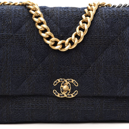 Chanel Tweed Quilted Maxi Chanel 19 Flap Navy 8 of 10