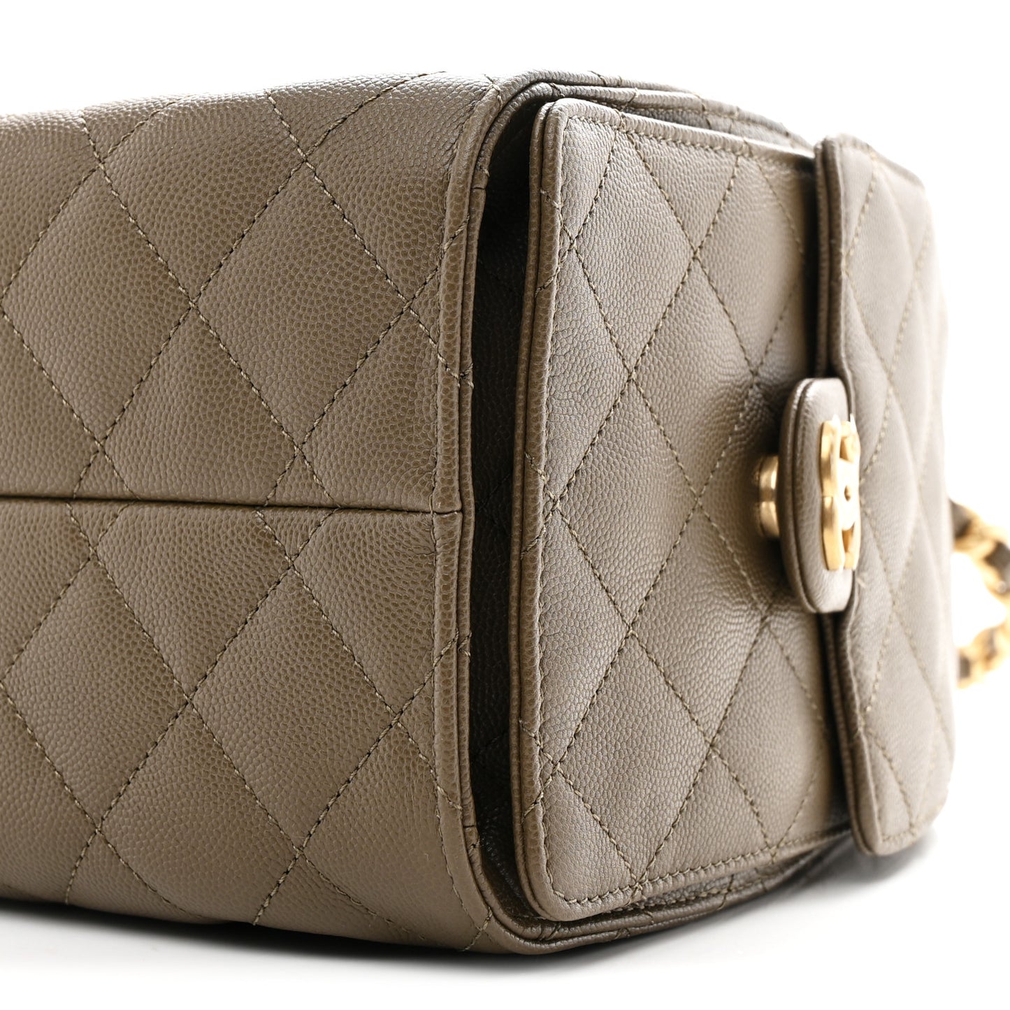 Caviar Quilted Small Chanel 25 Handbag Dark Khaki