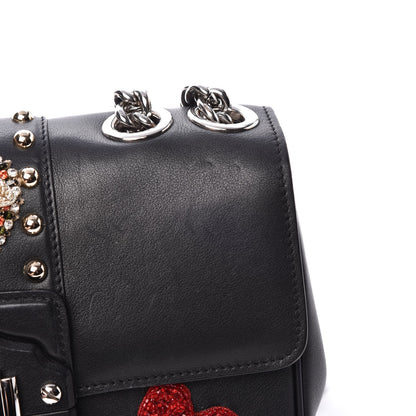 Dolce & Gabbana Calfskin Lucia Amore Heart Chain Shoulder Bag Black 8 of 8