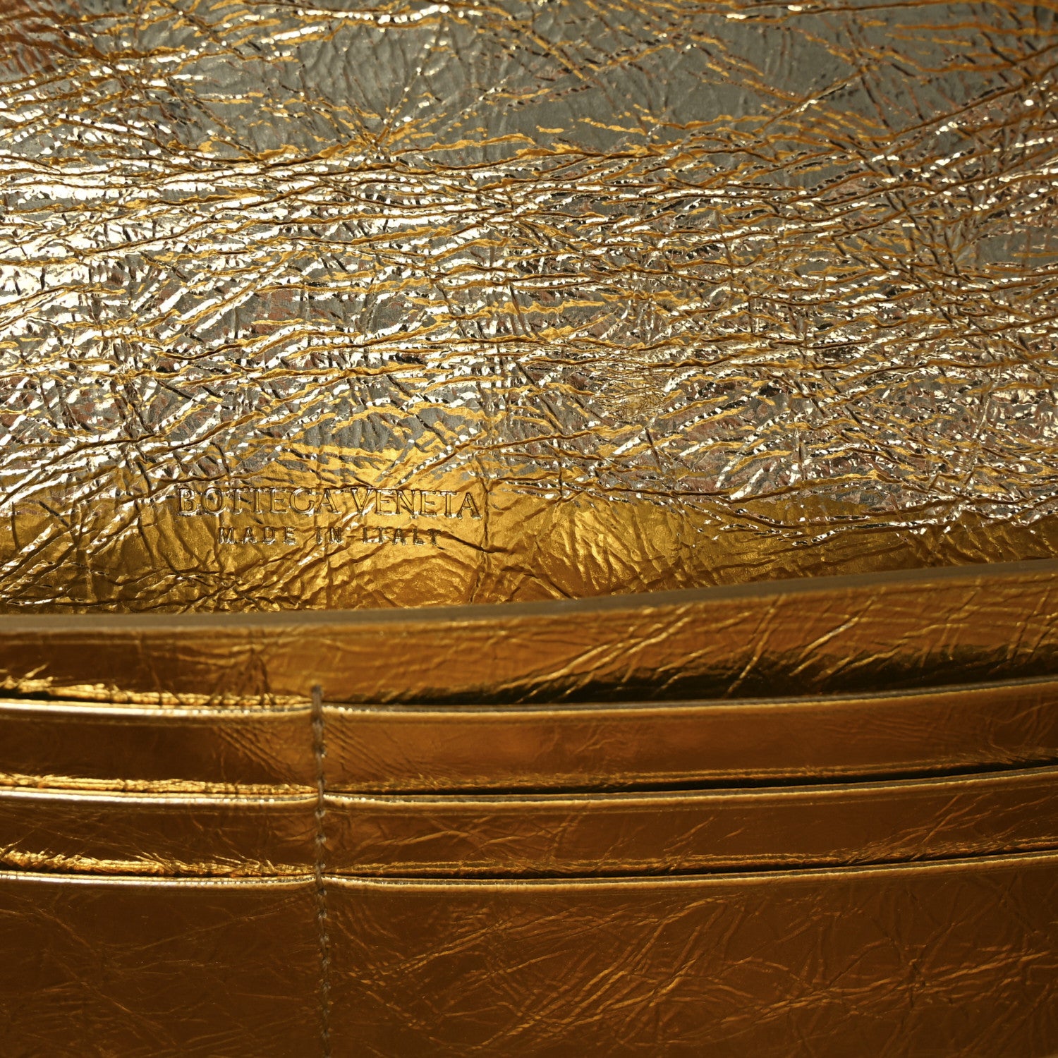 Bottega Veneta Metallic Lambskin Intrecciato Long Andiamo Top Handle Clutch Gold 6 of 6