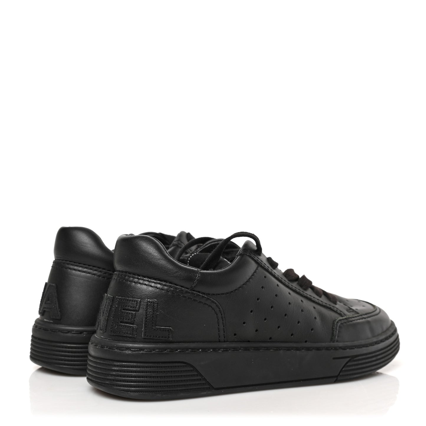 Calfskin Womens Logo Sneakers 36.5 Black