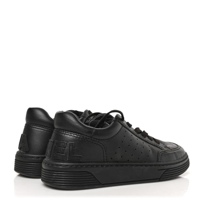 Chanel Calfskin Womens Logo Sneakers 36.5 Black 4 of 9