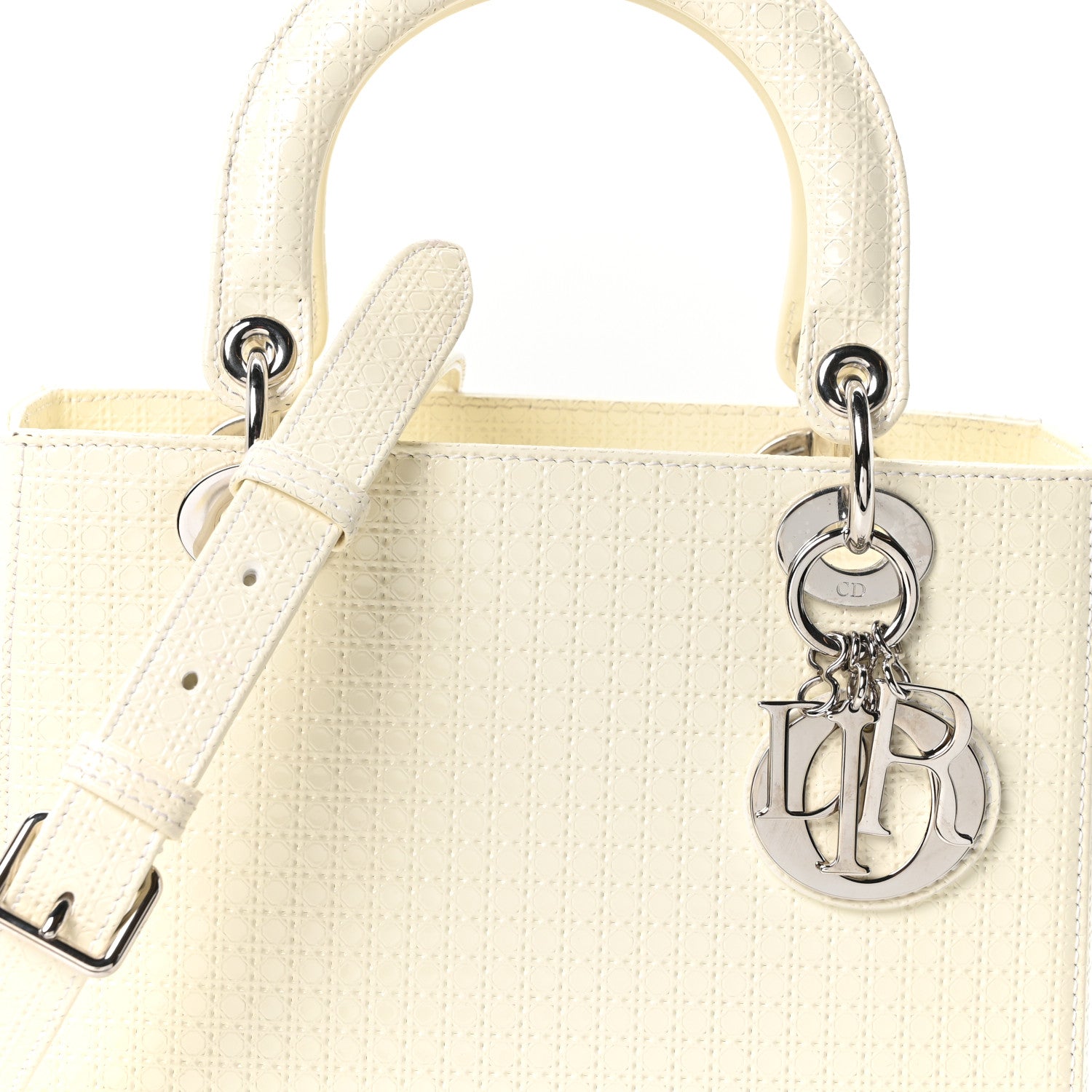 Christian Dior Patent Micro-Cannage Medium Lady Dior White 8 of 10