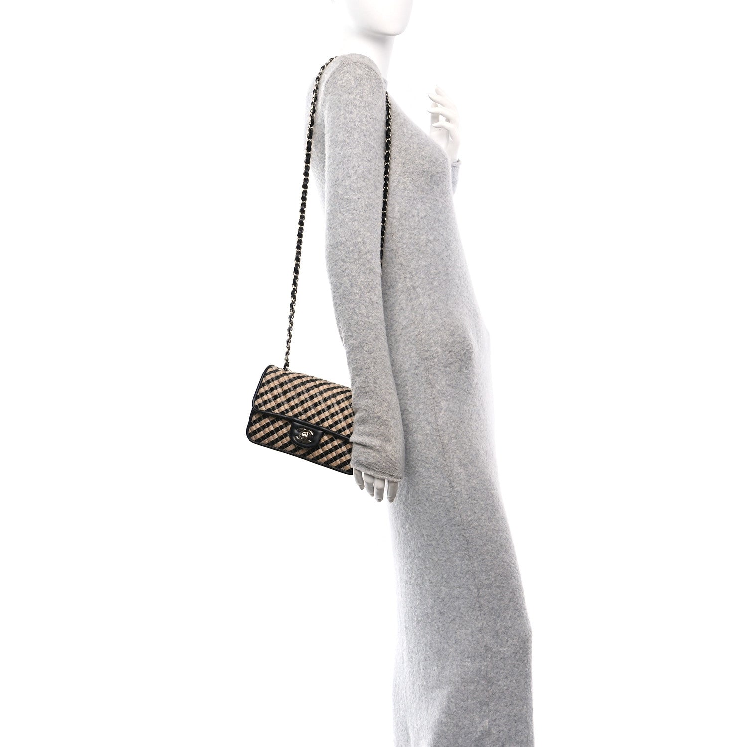 Chanel Raffia Jute Striped Small Urban Jungle Single Flap Black Beige 2 of 10