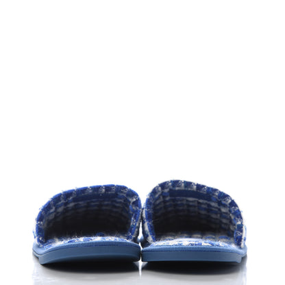 Chanel Tweed CC Flat Mules XS Blue 6 of 10