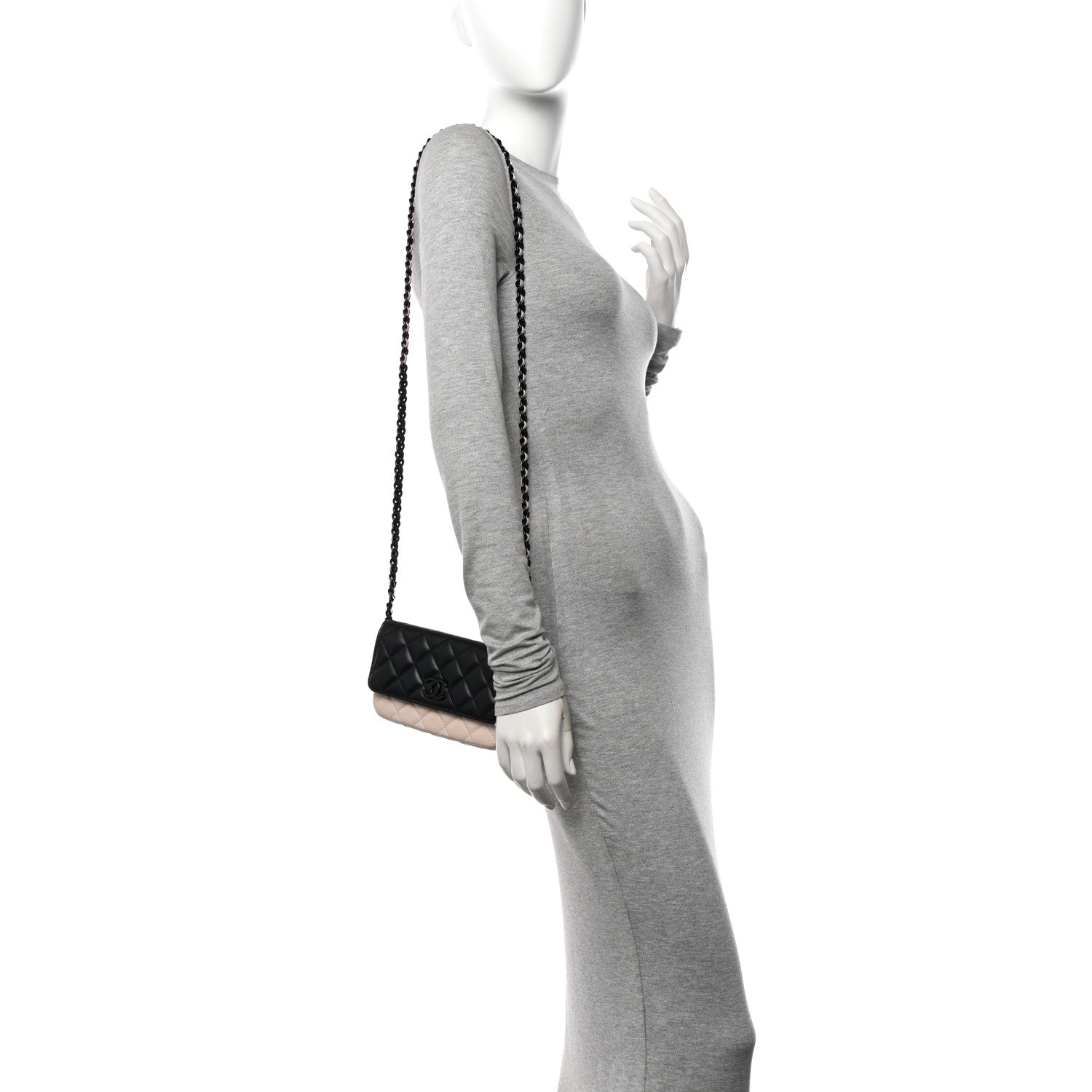 Chanel Lambskin Quilted Flap Phone Holder With Chain  Black Beige Multicolor 2 of 13