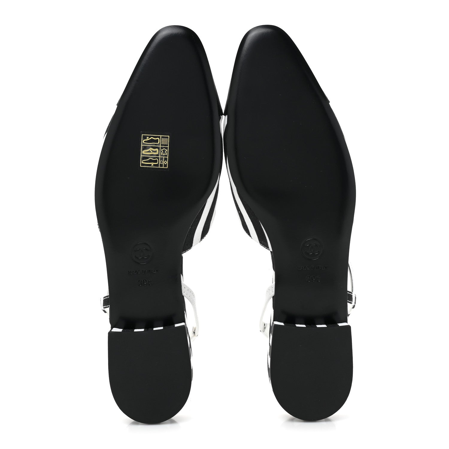 Chanel Fabric Grosgrain Cap Toe CC Slingback Flats 39 White Black 5 of 8