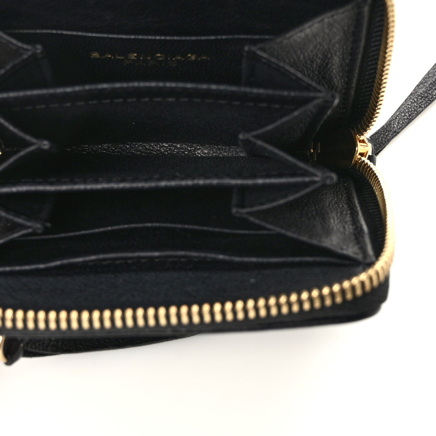 Agneau Classic Gold Hardware Compact Wallet Black