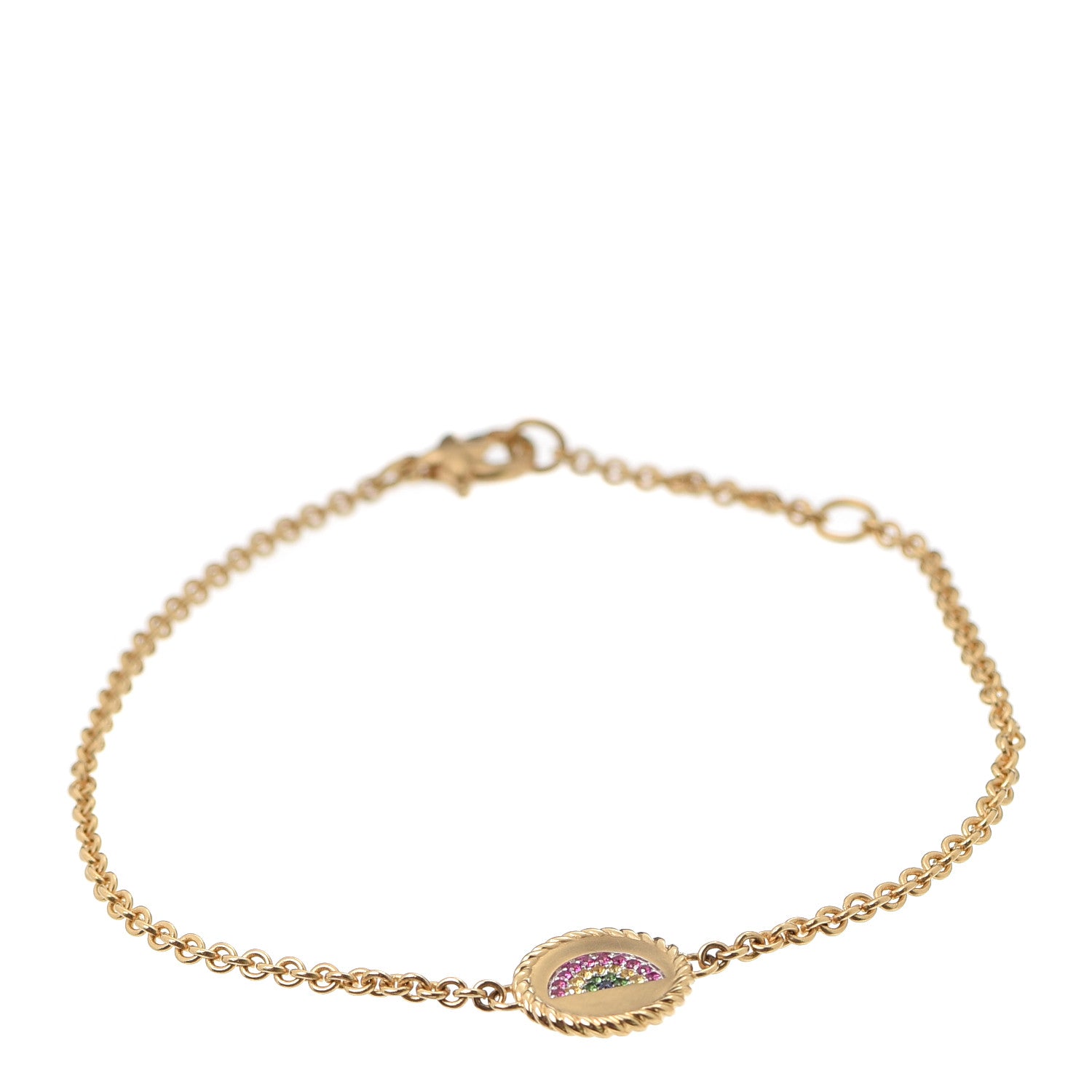 David Yurman 18K Yellow Gold Pink Yellow Sapphire Tsavorite Collectibles Rainbow Bracelet 1 of 5