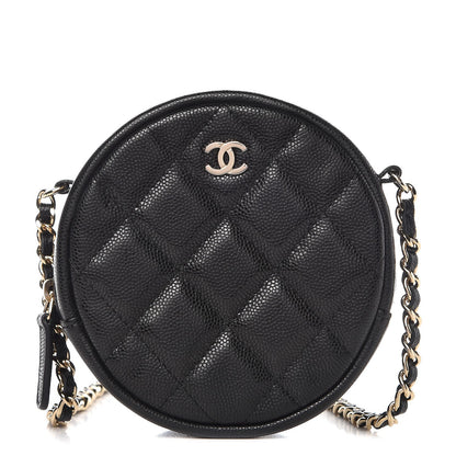 Chanel Caviar Quilted Round Clutch With Chain Black 1 of 8