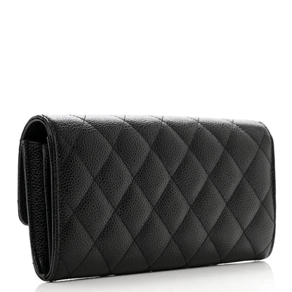 Chanel Caviar Quilted Large Gusset Flap Wallet Black 3 of 9