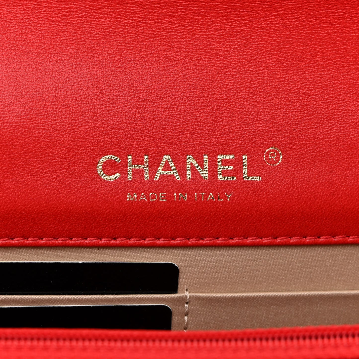 Lambskin Quilted Golden Class Wallet on Chain WOC Red