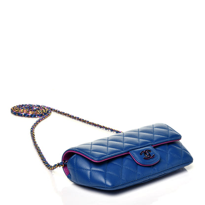 Chanel Lambskin Quilted Glasses Case With Chain Blue Purple 5 of 10