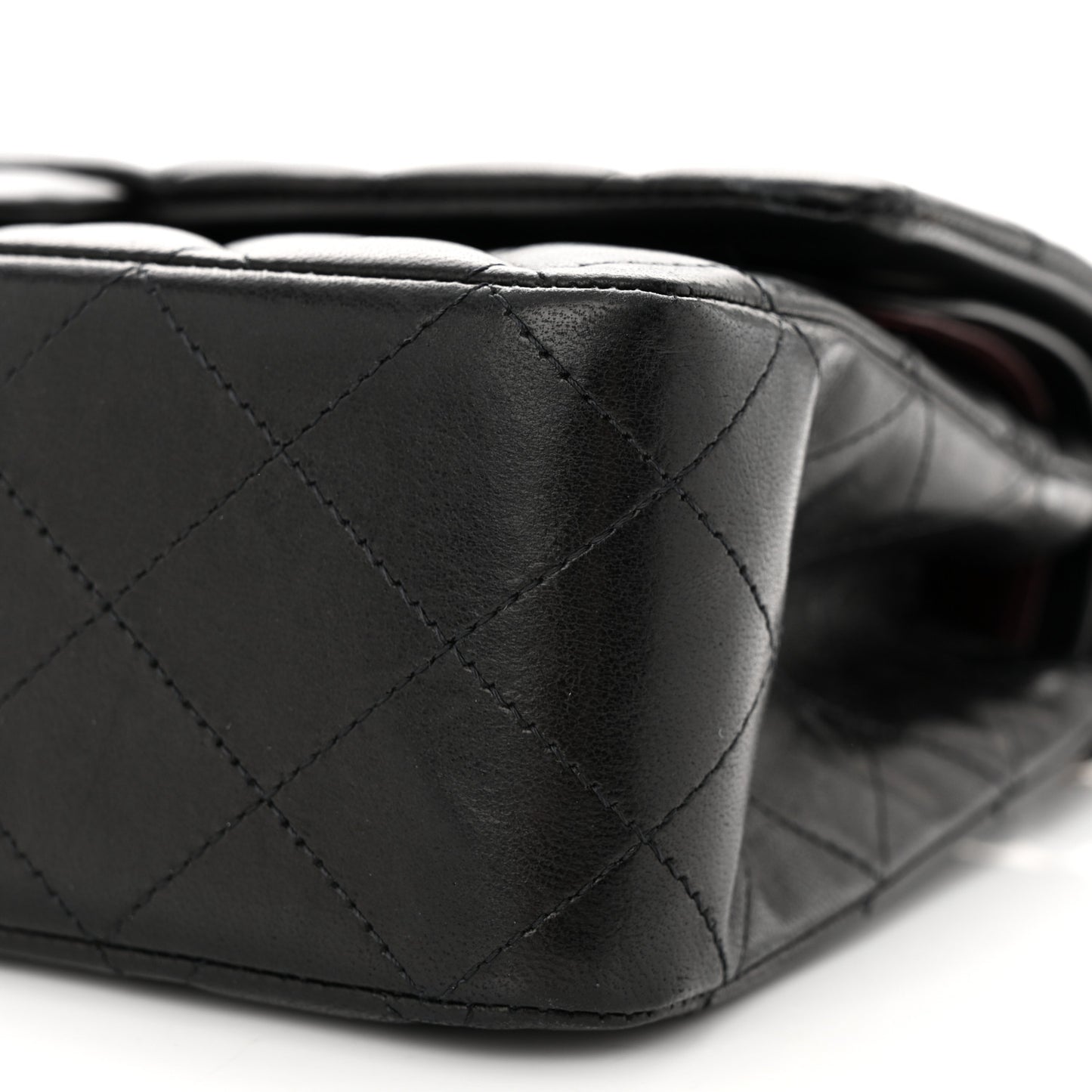 Lambskin Quilted Medium Double Flap Black