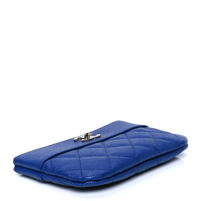 Chanel Caviar Quilted Small Vintage Mademoiselle Cosmetic Case Dark Blue 3 of 4
