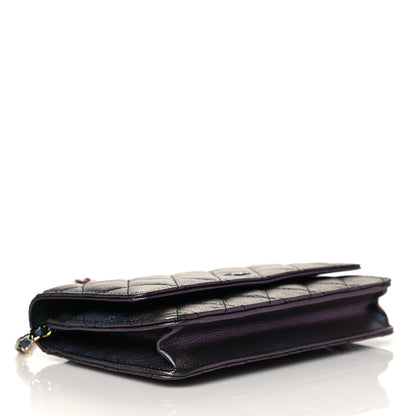 Chanel Iridescent Goatskin Quilted Wallet On Chain WOC Purple 4 of 12