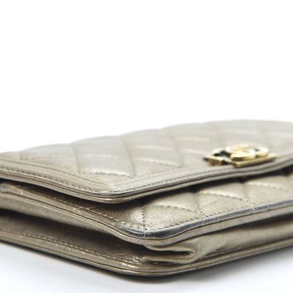 Chanel Metallic Lambskin Quilted Boy Wallet On Chain WOC Gold 5 of 16
