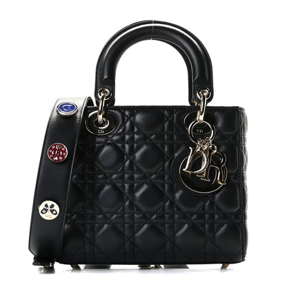 Christian Dior Lambskin Cannage Small Lucky Badges My Lady Dior Navy 1 of 13