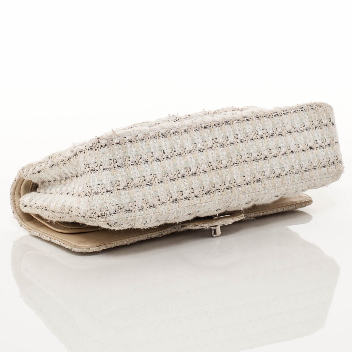 Tweed Medium Double Flap Beige