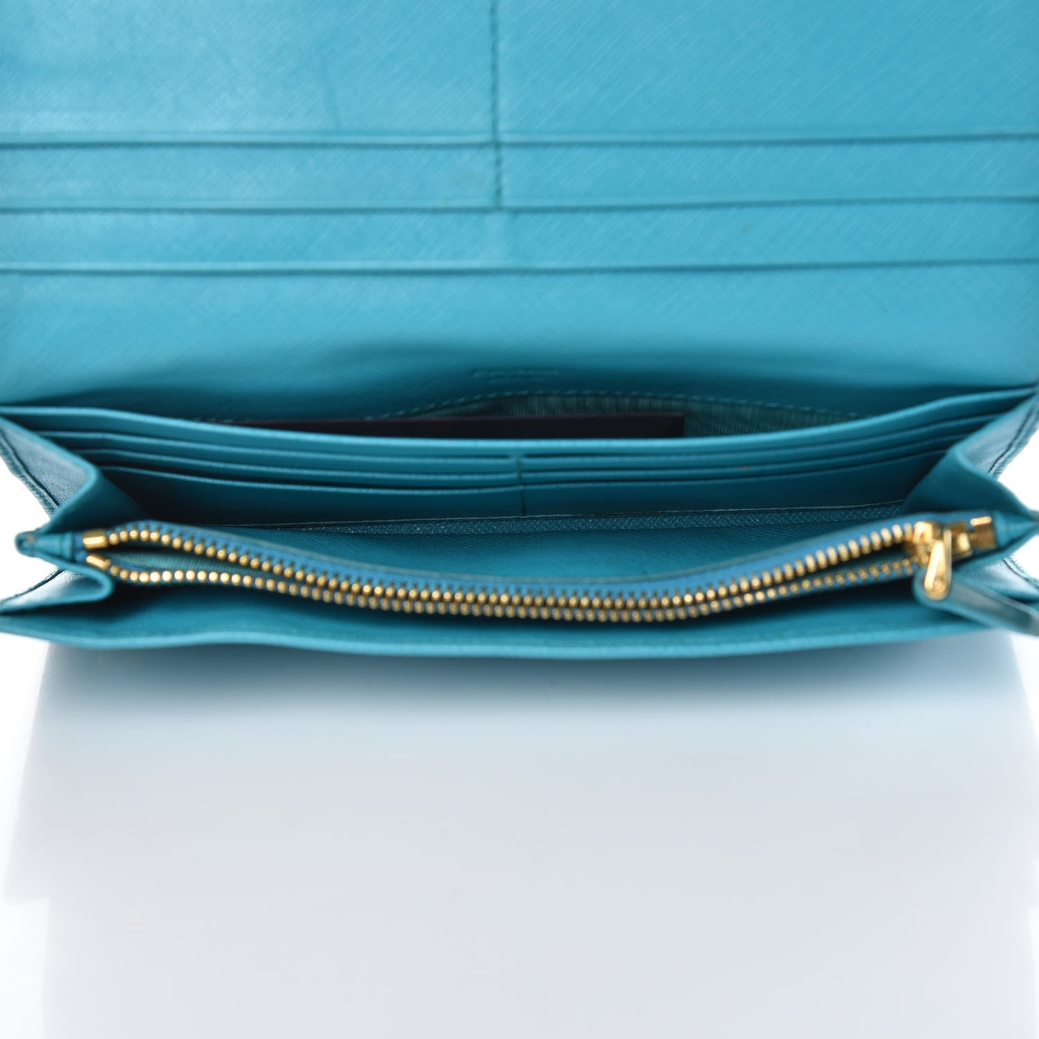 Prada Saffiano Metal Continental Flap Wallet Pavone 5 of 11