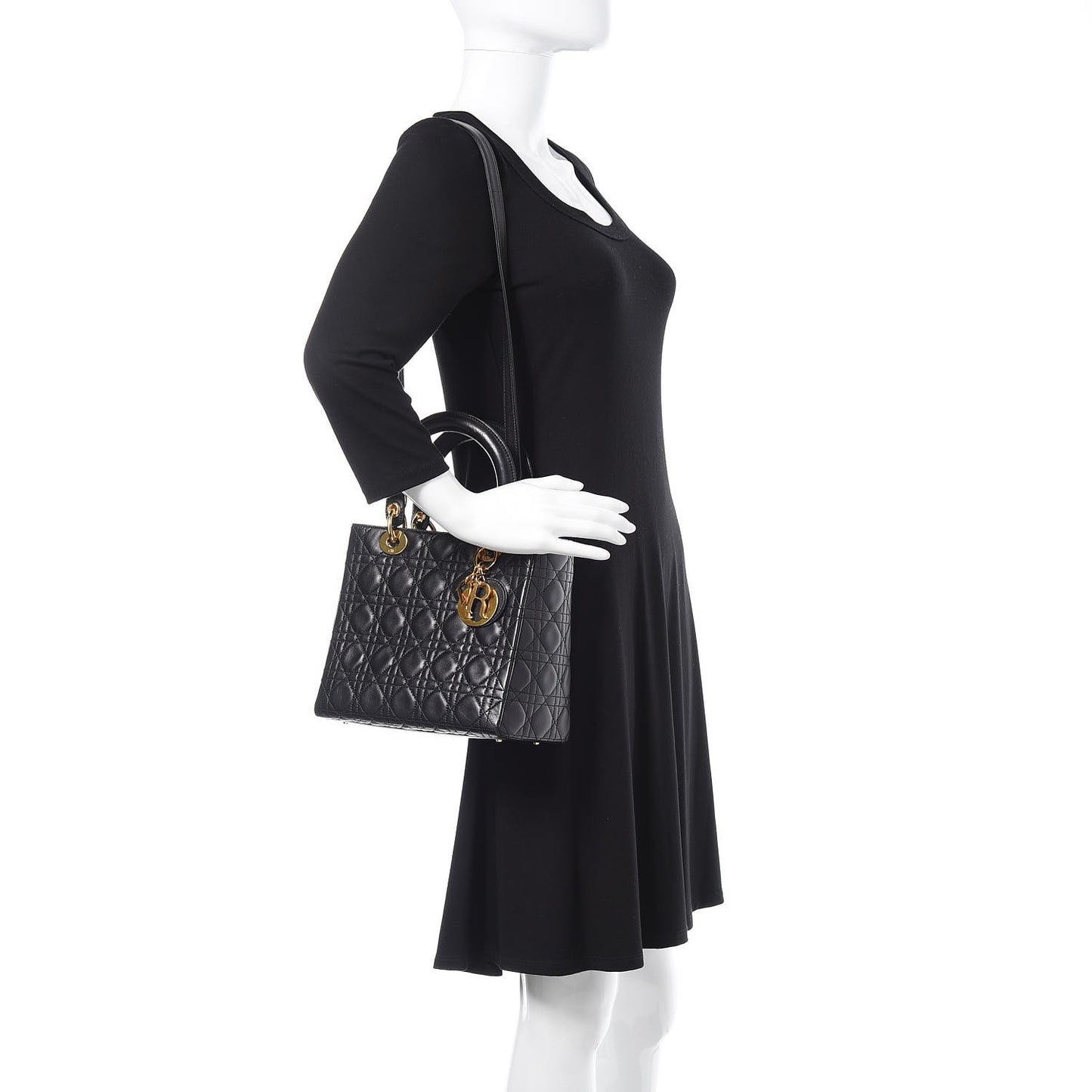Lambskin Cannage Medium Lady Dior Black