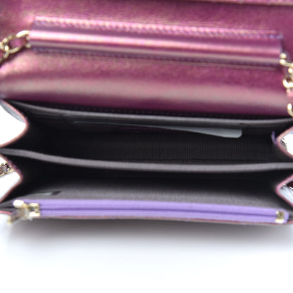 Chanel Iridescent Lambskin Quilted Mini Wallet On Chain WOC Purple 5 of 12