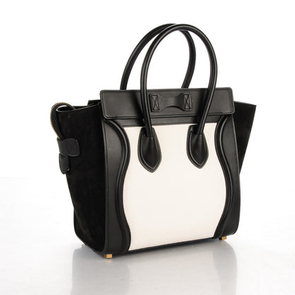 Celine Bullhide Calfskin Micro Bi-Color Luggage Black White 3 of 8