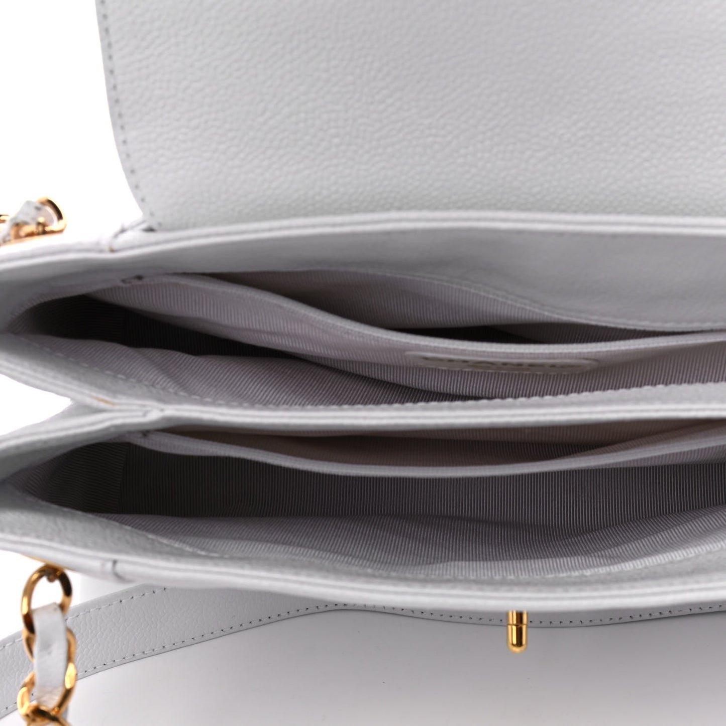 Caviar Flap Shoulder Bag White